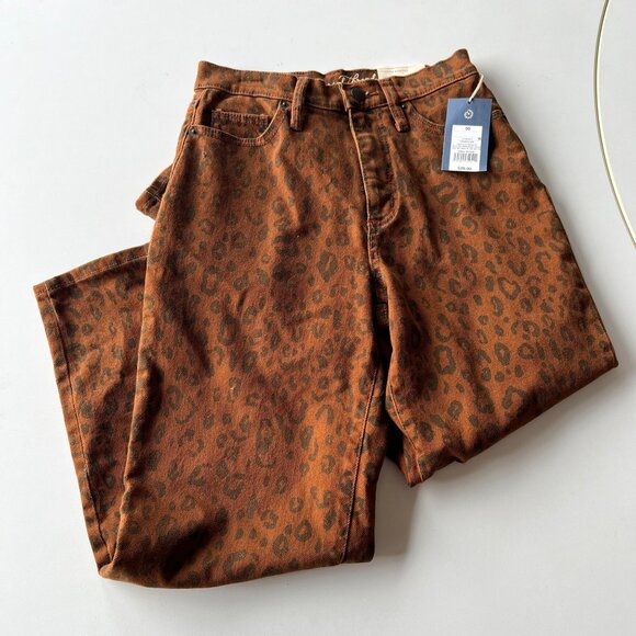 Universal Thread Women's Super-High Rise Straight Ankle Jeans Leopard Print Sz 0 - Picture 3 of 5